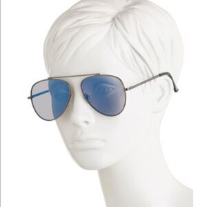 Lucky Brand Gunmetal Aviator Capitola Blue Mirrored Sunglasses Unisex 60mm